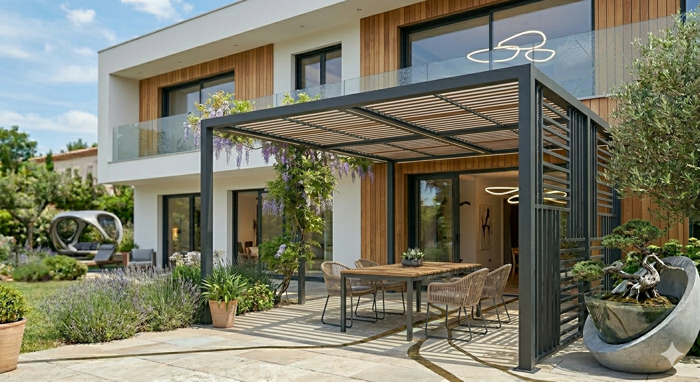 PERGOLA ACIER LEGERE ET DESIGN